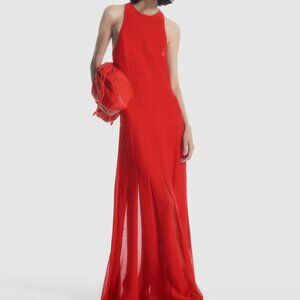 COS Vibrant Red Racerback Pleated Maxi Dress